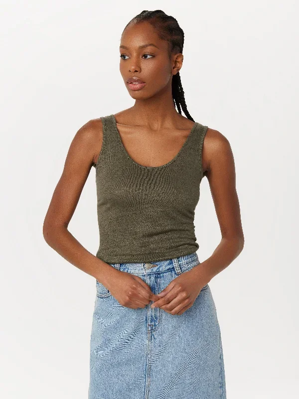 The Linen Tank Top in Green