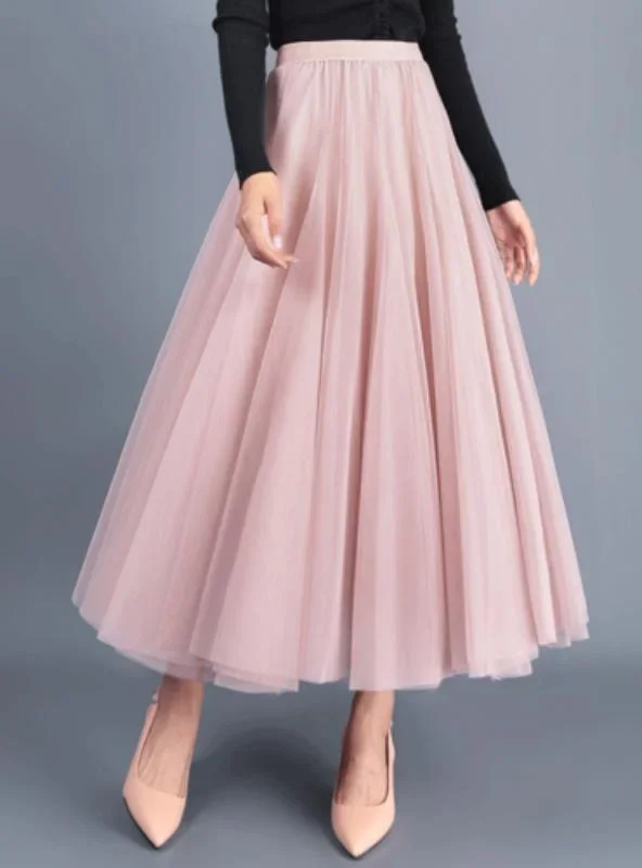 TastyHottie - A-Line Elegant Maxi Tulle Ankle Length Skirt