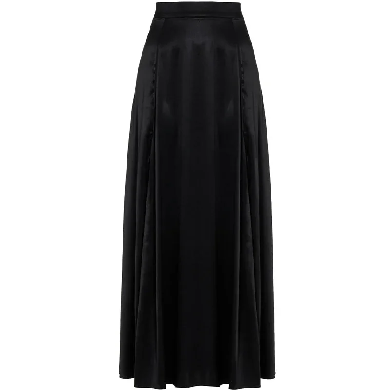 BLACK SATIN SILK MAXI-SKIRT "ANASTASIA"