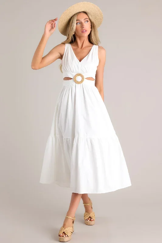 Be Good To Me White Cutout Midi Dress