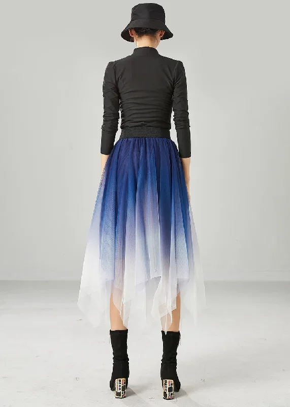 blue-tulle-vacation-skirts-asymmetrical-gradient-color-summer