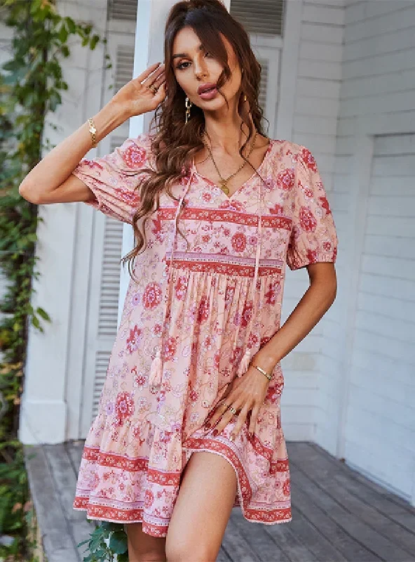 Bohemian Leisure Holiday Wind Print Fresh Dress