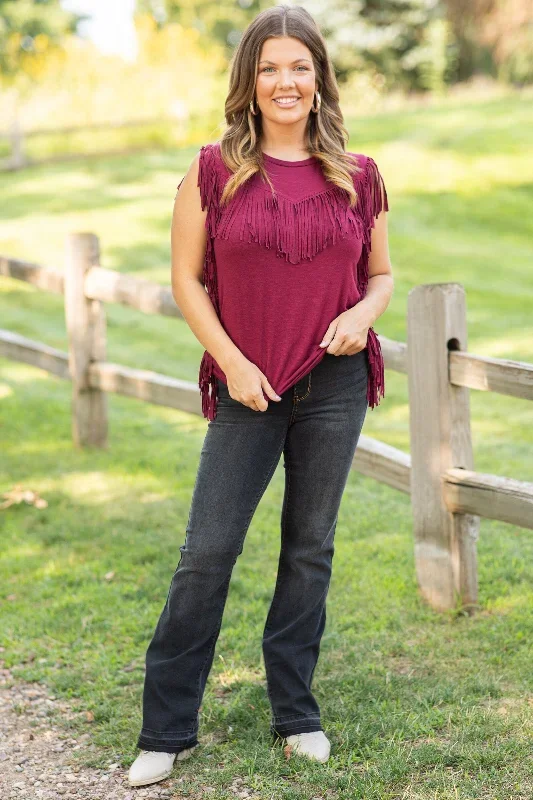 burgundy-fringe-detail-sleeveless-top