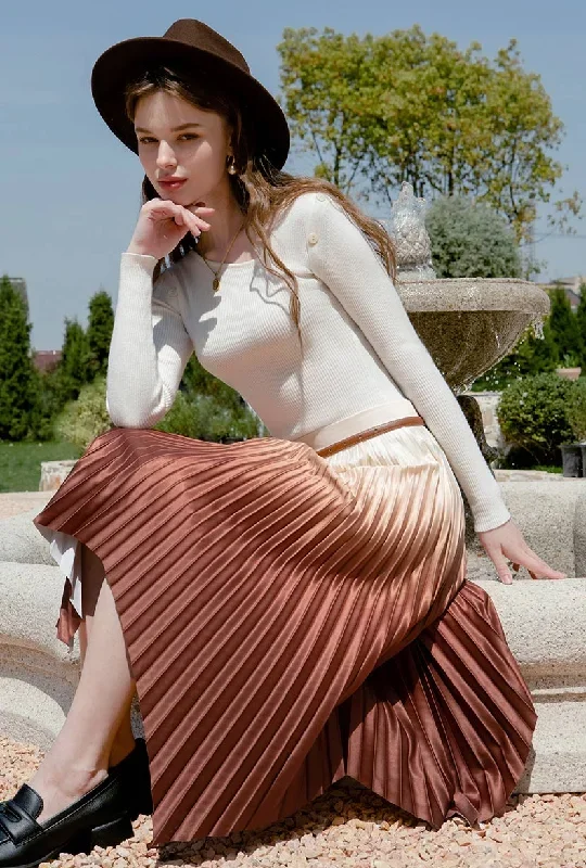 Calla Pleated Skirt - Rust