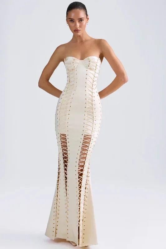 Lace-Up Corset Gown in Ivory