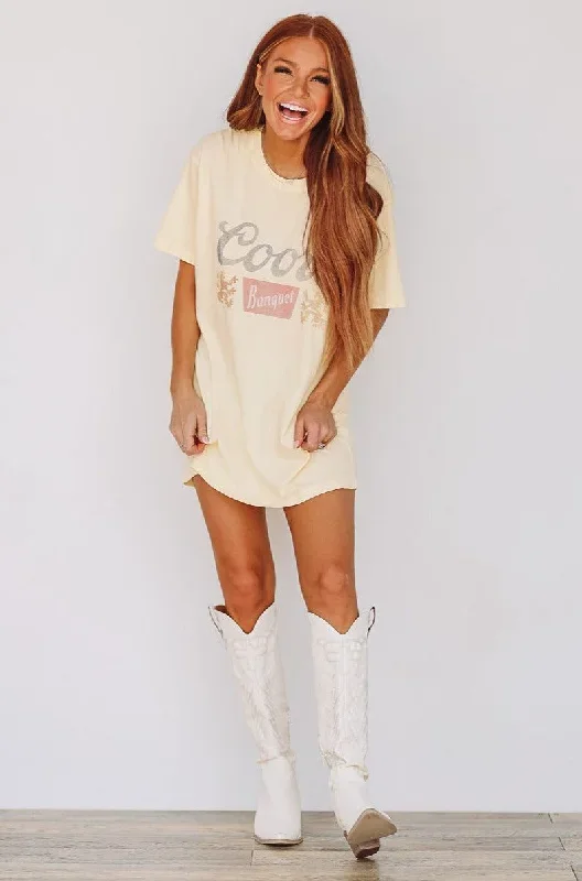 Coors Banquet Graphic Tee / T-shirt Dress - Muted Yellow