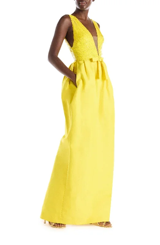 deep-v-neck-gown-canary-yellow