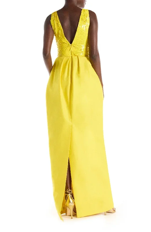 deep-v-neck-gown-canary-yellow