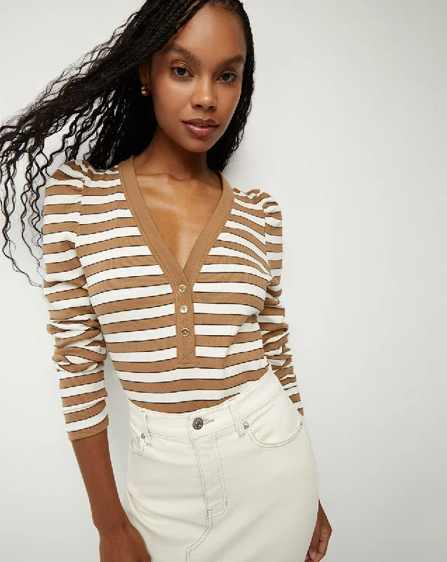 Dekalb Striped Puff-Sleeve Top