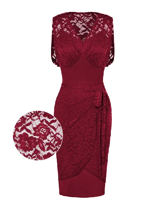 Women's Lace Dress Sleeveless Sexy Valentine Dress Vintage Pin Up Bodycon Dress