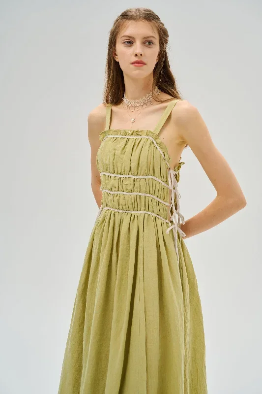 fairycore-linen-dress-in-lime-green-midi-dress-fantasy-dress-cocktail-dress-apron-dress-party-dress-lace-up-dress-cottagecore-dress