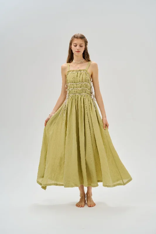 fairycore-linen-dress-in-lime-green-midi-dress-fantasy-dress-cocktail-dress-apron-dress-party-dress-lace-up-dress-cottagecore-dress