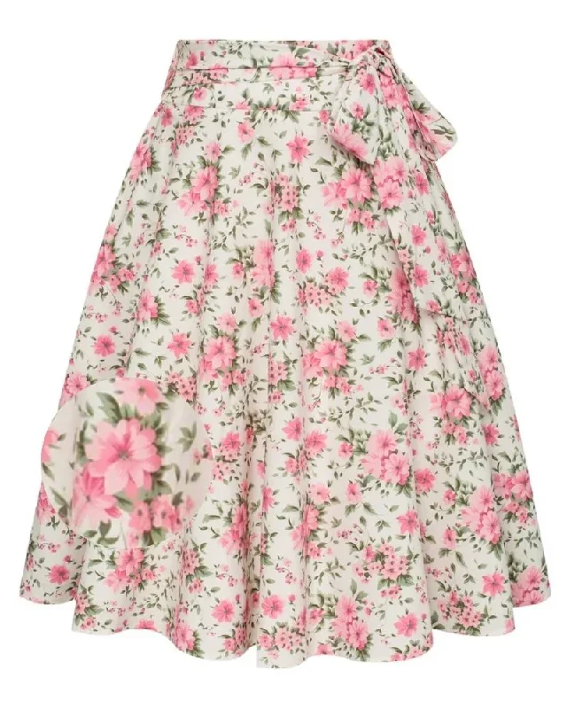 Floral Patterns Women's High Waist A-Line Pockets Skirt