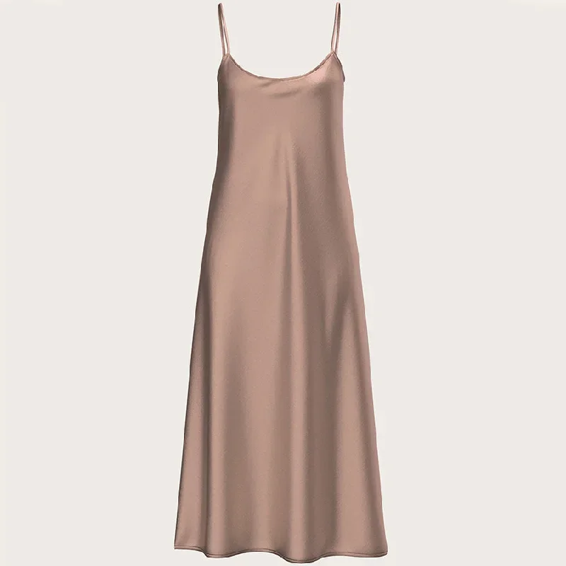 SATIN SILK SLIP DRESS IN BLUSH