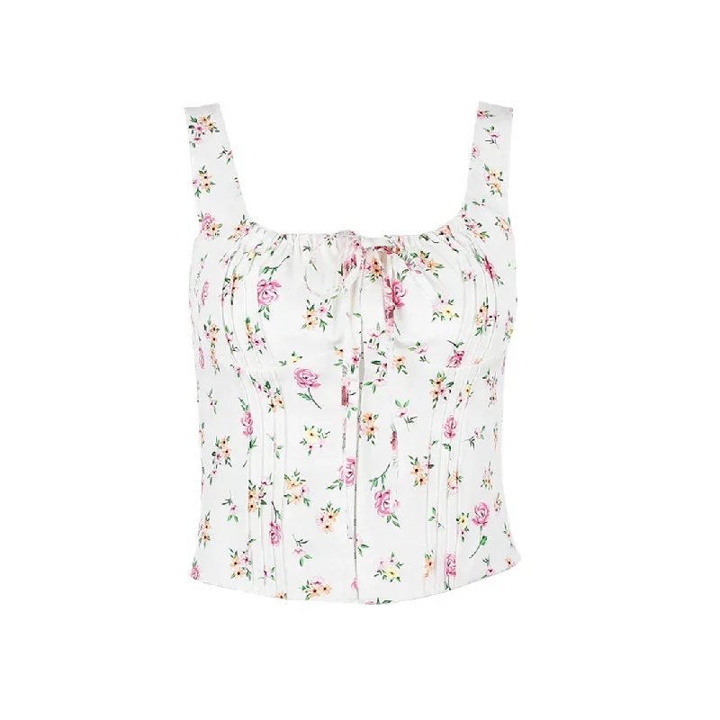 fresh-tie-front-square-neck-frill-bustier-floral-printed-tank-top-pink