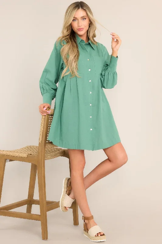 Game Changer Sage Green Mini Shirt Dress