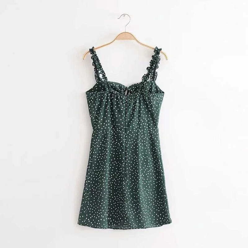 green-polka-dot-dress-women-sleeveless-v-neck-strap-summer-mini