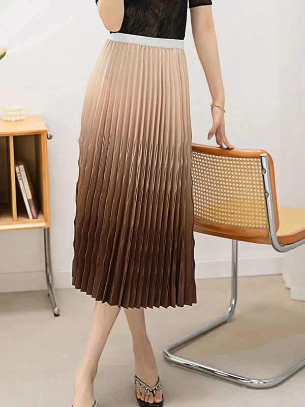 high-waist-loose-elasticity-gradient-pleated-split-joint-skirts