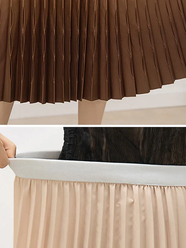 high-waist-loose-elasticity-gradient-pleated-split-joint-skirts