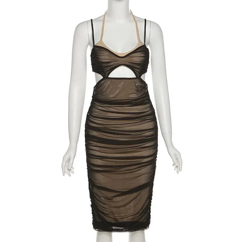 hollow-out-halter-ruched-mesh-midi-dress