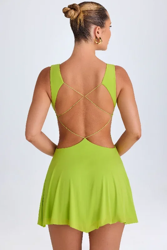 kalista-plunge-cut-out-mini-dress-lime-green