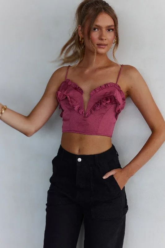 la-seine-v-neckline-frill-trim-crop-top-antique-rose