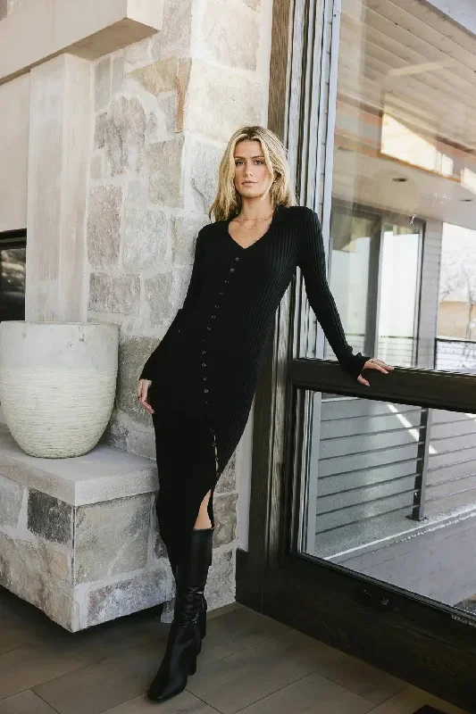 Larissa Ribbed Dress in Black - FINAL SALE