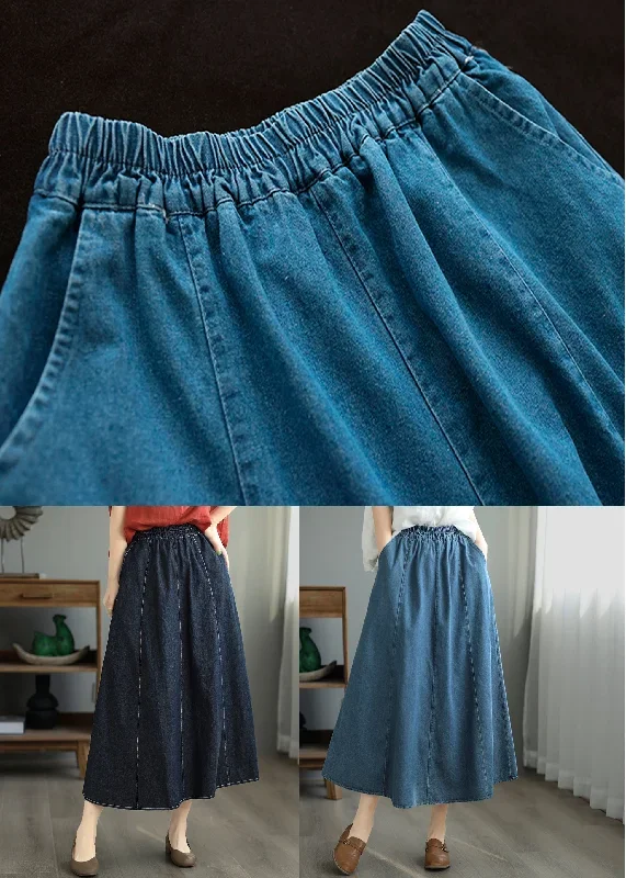 light-blue-high-waist-patchwork-maxi-skirts-pockets