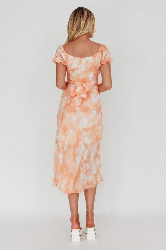 linka-puff-sleeve-midi-dress-tie-dye-orange