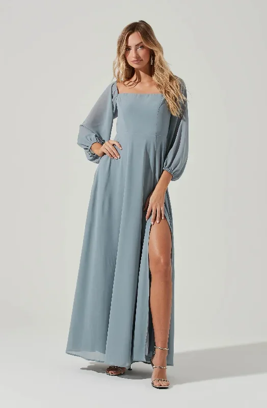 Lucinda Square Neck Long Sleeve Maxi Dress