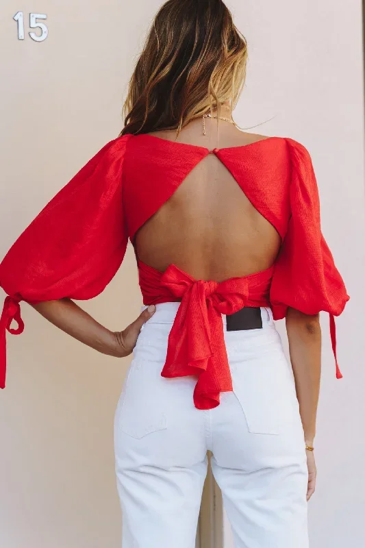 make-memories-balloon-sleeve-molded-bust-crop-top-red