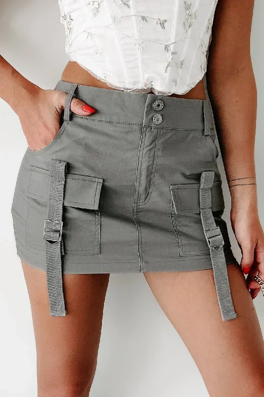 Making Things Happen Cargo Mini Skirt (Grey)