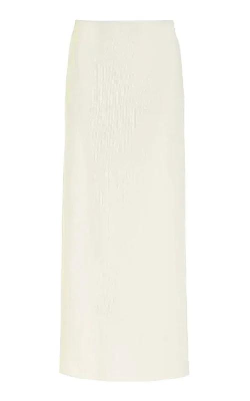 Manuela Skirt in Ivory Double-Face Wool Crepe