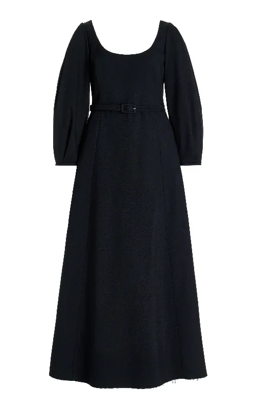 Mena Dress in Black Washed Silk