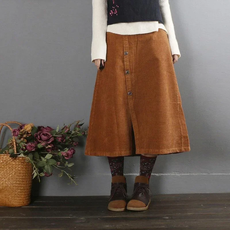 natural-chocolate-cotton-quilting-skirt-a-line-skirts-plus-size-skirt