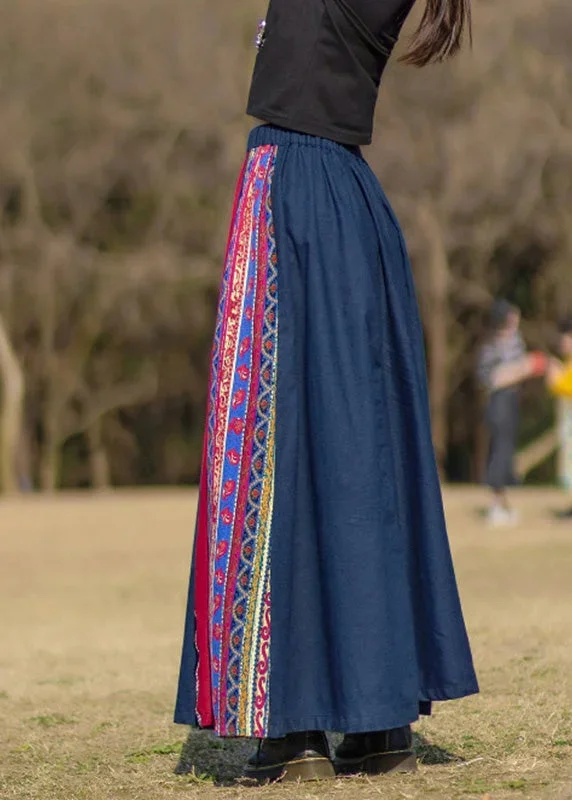 navy-blue-print-a-line-skirt-summer