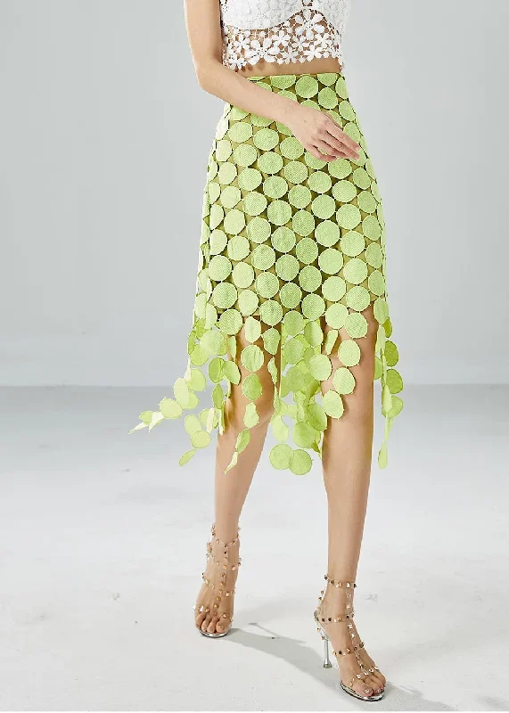 original-design-grass-green-embroideried-circle-slim-fit-skirts-summer