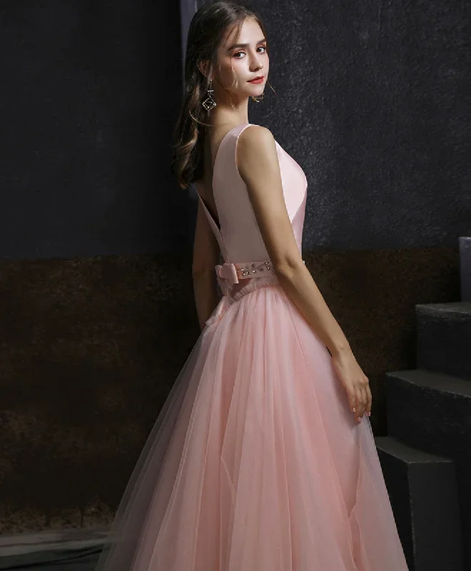 pink-round-neck-tulle-short-prom-dress-pink-tulle-bridesmaid-dress