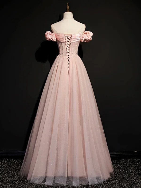 pink-tulle-off-shoulder-long-prom-dress-pink-tulle-formal-dress