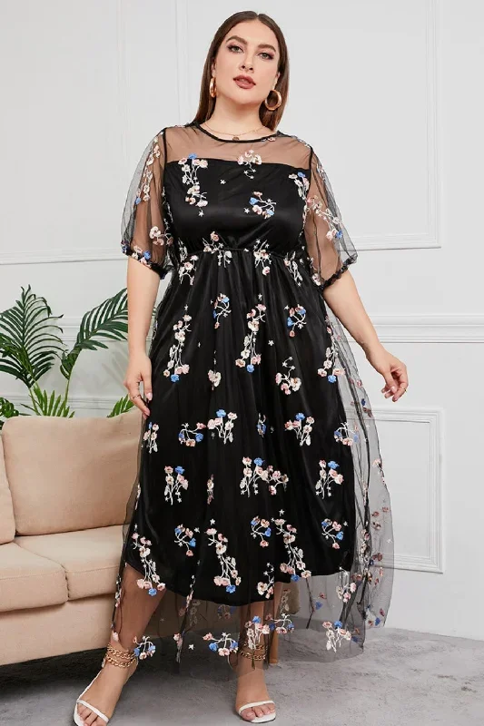 plus-size-layered-mesh-round-neck-maxi-dress