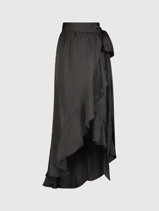 Satin Hi-Low Evening Wrap Skirt