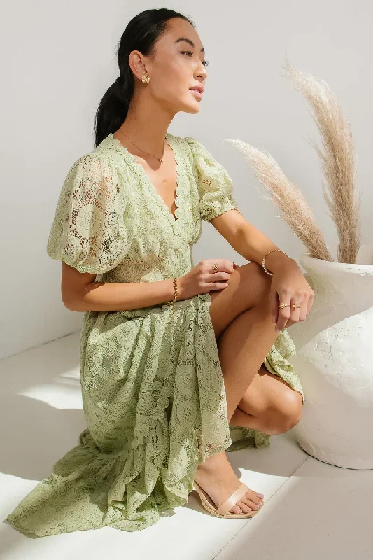 Rowan Lace Dress in Sage