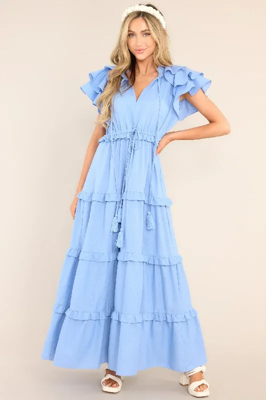 Ruffle Some Feathers Blissful Blue Maxi Dress