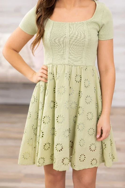 sage-lace-skirt-short-sleeve-dress