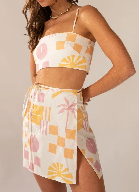 Seaside Sweethearts Wrap Mini Skirt - Under The Palms