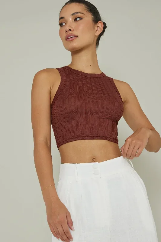 Seeker Ribbed Crop Top Mocha