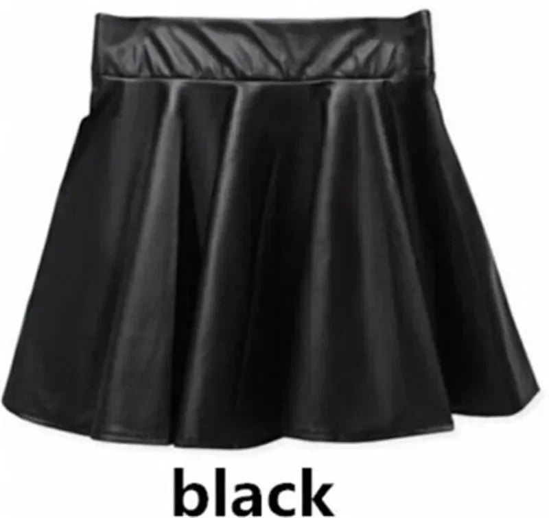 sexy-slim-pu-leather-high-waist-short-mini-pleated-party-faux-leather-skater-flare-pleated-skirts