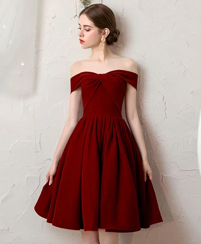 Simple Burgundy Short Prom Dress Burgundy Homecoming Dress