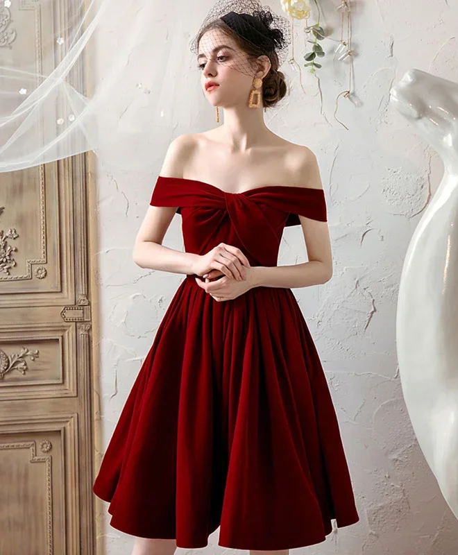 simple-burgundy-short-prom-dress-burgundy-bridesmaid-dress