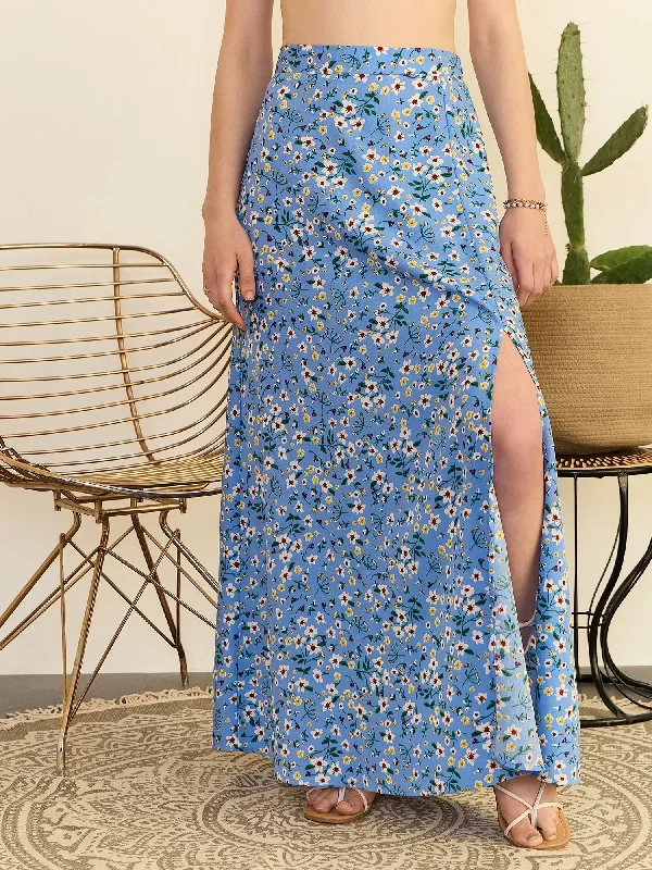 sk6704bl-berrylush-women-blue-white-floral-printed-high-rise-waist-slip-on-thigh-high-slit-flared-maxi-skirt